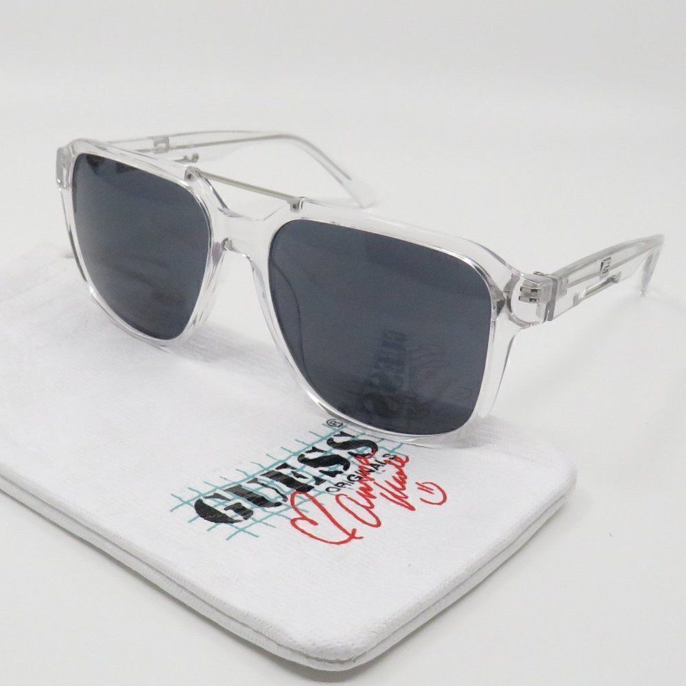 Guess New GF5078/S 26X Crystal/Solid Grey Pilot Men's Sunglasses.